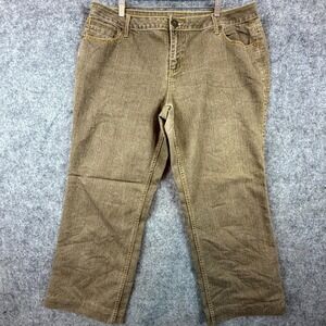 JW Woman Jeans Women 18 Brown Cropped‎ Y2K Rhinestones Embroidered Sunburst